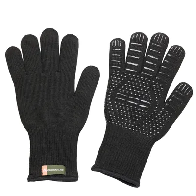 Produktbild von GARDENFLARE Grillhandschuhe 1 Paar – hitzebeständig bis 350 °C, Aramid & Silikon, feuerfeste Ofen- & Kaminhandschuhe, schwarz