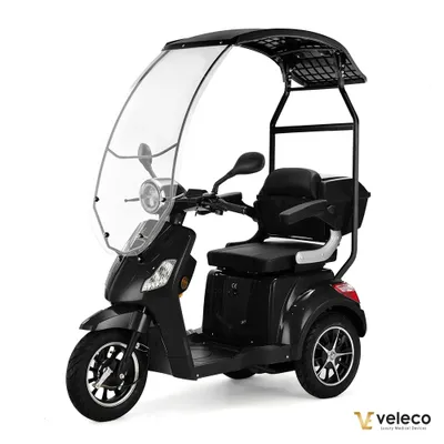Immagine prodotto di Veleco Draco senior mobility scooter - tetto con parabrezza - 800W - monopattino elettrico - monopattino a 3 ruote - completamente assemblato - allarme (nero)