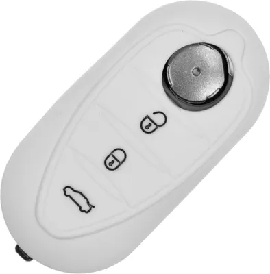 Produktbild von Auto Schlüssel Hülle Silikon Schutz Cover Weiß kompatibel mit ALFA Romeo Mito Giulietta 940 4C ab 2008 3 Tasten Klappschlüssel