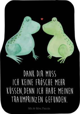 Produktbild von Mr. & Mrs. Panda Auto Teppich Frosch Liebe - Schwarz - Geschenk, Automatte, Freundin, Autoteppich, Fußmatte, Frösche, Fürs