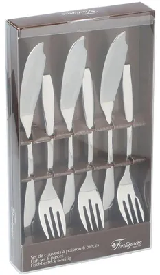 Produktbild von Tafelbesteck 6tlg. Edelstahl Fischbesteck Messer und Gabel 3 Gedecke