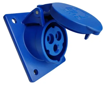 Produktbild von PCE-Winkel-Einbausteckdose 16A 3P 230V 6h blau IP44 TWIST 413-6 8372