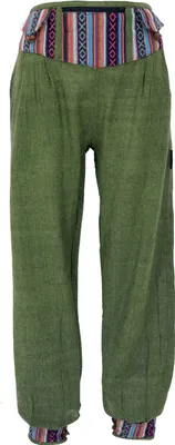 Produktbild von Muckhose, Pluderhose mit Breitem Bund, Bauchtasche - Olivgrün, Damen, Baumwolle, Größe: L