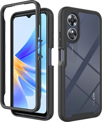 Produktbild von Oppo A17 Hülle, Hybrid Transparente Rückseite TPU Bumper Stoßfest Schutzhülle für Oppo A17 Schwarz