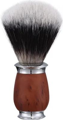 Immagine prodotto di INF Pennello da barba con setole morbide e manico in alluminio per schiuma ricca Colore del legno