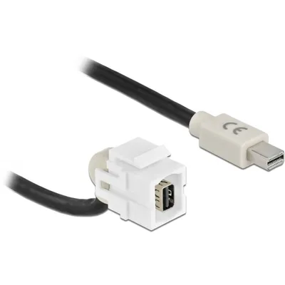 Produktbild von DeLOCK Keystone Modul mini DisplayPort Buchse 110° > mini DisplayPort Stecker mit Kabel weiß, Flach, Weiß, Mini DisplayPort, Mini DisplayPort, Weiblich, Männlich