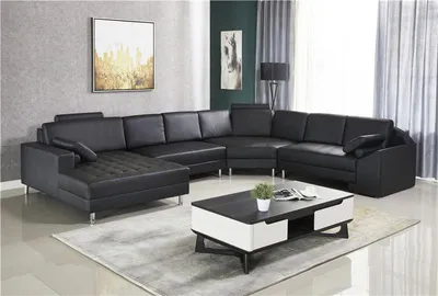 Image de Ecksofa U-Form Sofa Couch Polster Ecksofa Wohnlandschaft Ledersofa Ledersofa