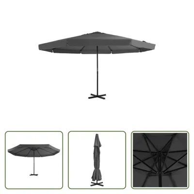 Produktbild von The Living Store Sonnenschirm mit Aluminium-Mast 500 cm Anthrazit