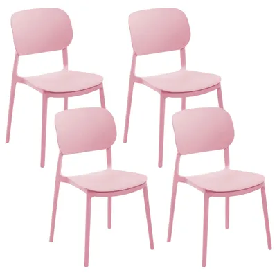 Produktbild von BELIANI Gartenstuhl 4er Set Rosa Kunststoff Stapelbar mit Lehne ohne Armlehnen Modern Outdoor Balkon Terrasse Garten Kunststoffstuhl Plastikstuhl