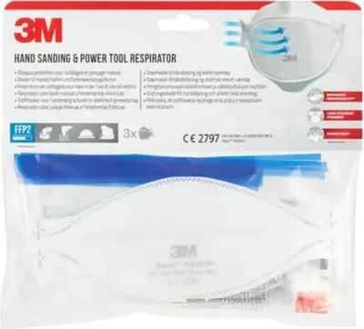 Produktbild von 3M™ 9320D+ Aura™ Einweg-Partikel-Atemschutzmaske, FFP2, ohne Ventil, 3/Packung | Packung (3 Stück)