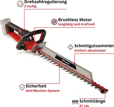 Obrázek produktu pro Einhell Akku-Heckenschere, Baterie, 18 V, Lithium-ion (Li-ion), 2,65 kg