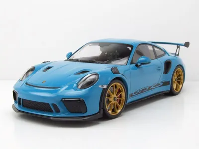 Produktbild von Porsche 911 (991.2) GT3 RS Weissach Package 2019 blau schwarz Modellauto 1:18 Minichamps