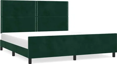 Produktbild von vidaXL Bettgestell ohne Matratze Dunkelgrün 200x200 cm Samt