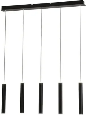 Obrázok produktu pre Zavesené svietidlo Fabas Luce Prado s piatimi žiarivkami – 33W LED, stmívateľné – matne čierne, lineárne dizajnové vyhotovenie