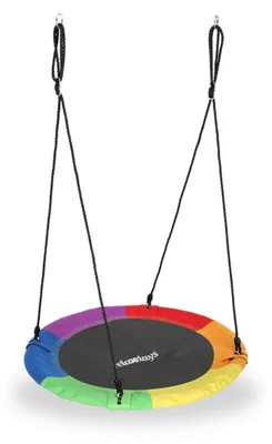 Obrázek produktu pro Houpací síť Relaxdays, kulatá, pro děti i dospělé, nastavitelná, Ø 90 cm, zahradní houpací síť, nosnost až 100 kg, barevná