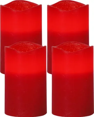 Four red LED candles arranged in a 2x2 grid on a white background.