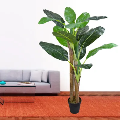 Produktbild von Bananenbaum Bananenstaude Kunstpflanze Künstliche Pflanze 190 cm Kunstblume Innendekoration Kunst Pflanze wie echt im Topf Decovego