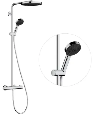Immagine prodotto di hansgrohe Pulsify S PURO Système de douche 260, 1jet, Ecostat Fine, douchette à main 3jet, 24236000, 24236000