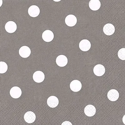 Produktbild von Papstar Servietten, 3-lagig 1/4-Falz 40 cm x 40 cm grau "Dots", 10 x 20 Stück