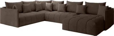 Produktbild von FurMeb - U ASPEN BIS Ecksofa 350 cm x 227 cm - Sofa mit Schlaffunktion und Bettzeugablage - Wohnzimmersofa - Samtecksofa Braun