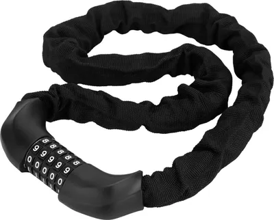 Immagine prodotto di Lucchetto per bicicletta Intirilife con combinazione da 1 m in nero - Lucchetto a catena resistente e flessibile con combinazione a 5 cifre per bloccare in modo sicuro la vostra bicicletta