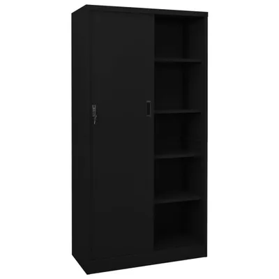 Immagine prodotto di Armadio per Ufficio Anta Scorrevole Nero 90x40x180 cm Acciaio