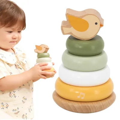 Obrázek produktu pro VIGA PolarB Dřevěná Vzdělávací Pyramidka - Ptáček