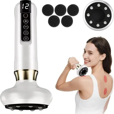 Produktbild von Elektrischer Schröpfmassager – 12 Intensitätsstufen & Infrarotwärme, Anti-Cellulite & Muskelschmerzlinderung, kabellos & USB-C aufladbar, für Gesicht