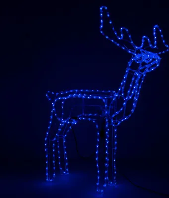 Immagine prodotto di Renna a LED con slitta illuminata a corda 288 LED Natale 115 cm - Blu
