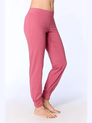 Produktbild von Damen Yogahose aus Baumwolle, lockere Passform, elastischer Bund, geraffte Beinabschlüsse