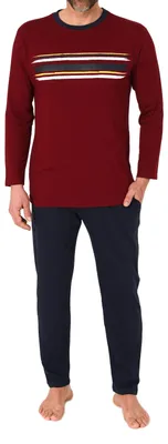 Produktbild von Normann Herren Schlafanzug langarm Pyjama mit Frontprint- auch in Übergröße ; rot , 50