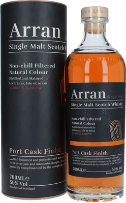 Produktbild von Arran Single Malt PORT CASK FINISH Single Malt Scotch Whisky 50% Vol. 0,7l in Geschenkbox