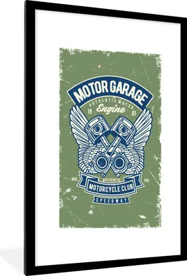 Produktbild von MuchoWow® MuchoWow® Gerahmtes Poster Mancave - Auto - Motorrad - Retro 60x90 cm - Poster mit zchwarzem Bilderrahmen - Dekoration - Wandposter Wohnzimmer - Hochwertig