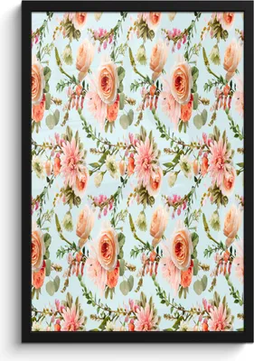 Produktbild von MuchoWow® MuchoWow® Gerahmtes Poster Blumen - Muster - Rosen 40x60 cm - Poster mit zchwarzem Bilderrahmen - Papierdruck - Wandbilder