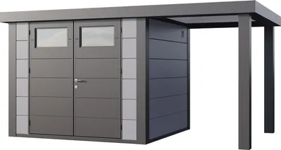Produktbild von Telluria Metallgerätehaus Classico 2724 mit 170 cm Seitendach lichtgrau Seitendach 170 cm rechts