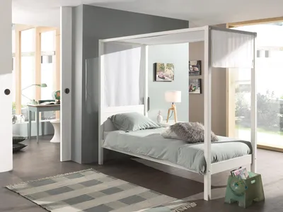 Produktbild von Himmelbett inklusive Lattenrost, Himmel Gestänge, Textil Himmel 90 x 200 cm