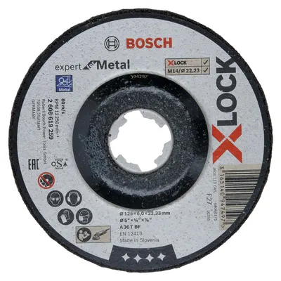 Obrázok produktu pre Bosch 2 608 619 259, Brúsny kotúč, neželezitý kov, Potrubie, Profil, Oceľ, Bosch, 2,22 cm, 12,5 cm, Čierna, Biela