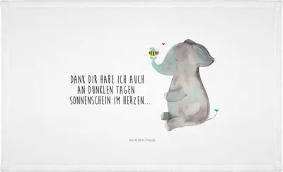 Produktbild von Mr. & Mrs. Panda Handtuch Elefant Biene - Weiß - Geschenk, Hochzeitsgeschenk, Liebesgeschenk, Lustige Sprüche, Liebe, Baumwollhandtuch, kleines, Liebesspruch, 50x100