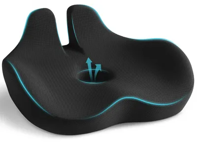 Produktbild von Sitzkissen aus Memory-Schaum, rutschfest, für Bürostuhl, Autositz, Sofa, Gaming-Stuhl (schwarz)