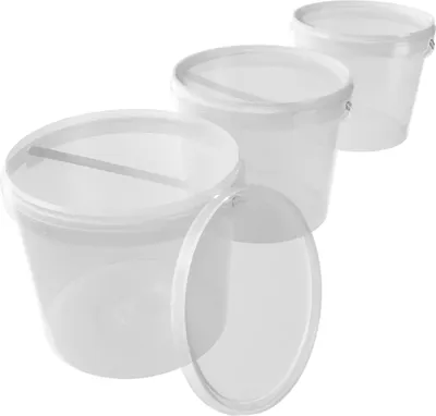 Produktbild von Kunststoffeimer mit Deckel | rund 5L | PP | Lebensmittelecht | Transparent 3 Stück