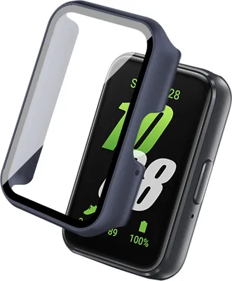 Produktbild von 360 Grad Smartwatch Hülle für Samsung Galaxy Fit3 mit Displayschutz Case Watch Cover Bumper Rundum Schutzhülle Uhr Bildschirmschutz Dunkelblau