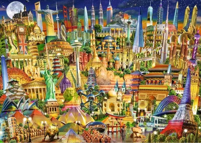 Produktbild von Ravensburger 19843 World Sehenswürdigkeiten bei Nacht 1000 Teile Puzzle