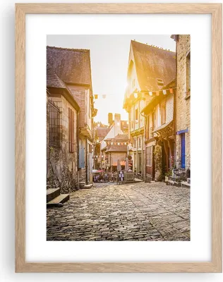 Produktbild von Gerahmtes Poster - Rahmen in heller Eiche - stadt straße katze - 30x40 cm - Wand Bild - Wanddeko - Wandbilder - Wandposter - Bilderrahmen - Bilder - Kunstdruck - Wandbild - P2NPA30x40-3711