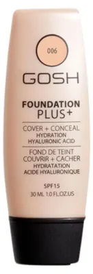 Produktbild von Gosh Foundation Plus+ Flüssige Grundierung & Concealer 2-in-1 006 Honig SPF 15 30 ml *Tester