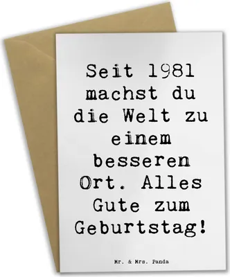 Produktbild von Mr. & Mrs. Panda babykarte Spruch 1981 Geburtstag - Weiß - Geschenk, glückwunschkarten, Geburtstagsfeier, Geburtstagsgeschenk, hochzeitskarten, Erinnerungen, besonderes