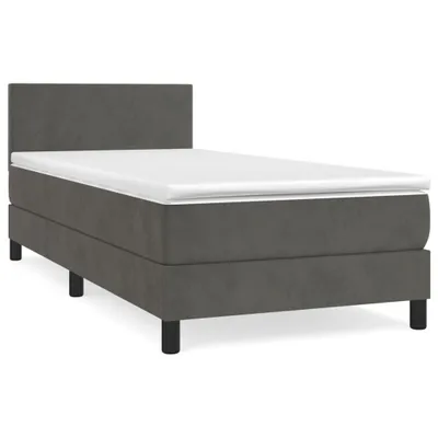 Immagine prodotto di vidaXL Letto a molle con materasso grigio scuro 90x190 cm in velluto