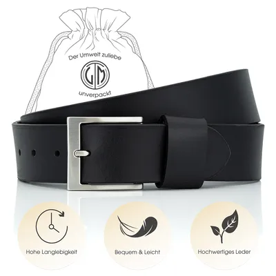 LINDENMANN Ledergürtel Herren schwarz