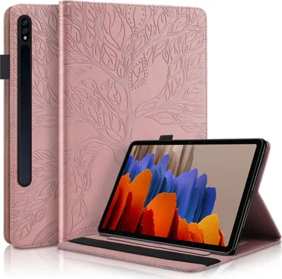 Produktbild von Für Samsung Galaxy Tab S10 Lite / S10 FE / S9 FE Baum Kunstleder Tasche Pink