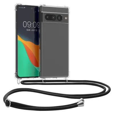 Produktbild von kwmobile Necklace Case kompatibel mit Google Pixel 7 Pro Hülle - Silikon Cover mit Handykette - Band Handyhülle Transparent