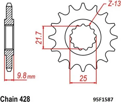 Produktbild von Ritzel 19Z Teilung 428 für YAMAHA FZR 400 88-95 SR500 front sprocket